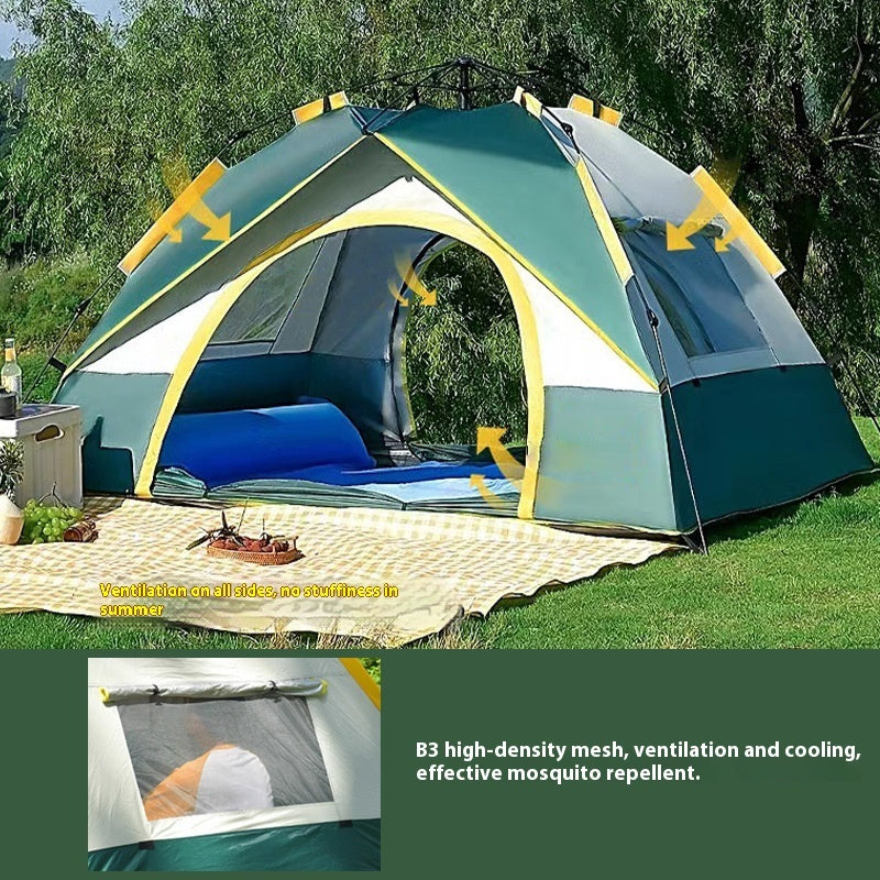 3–4 Person Automatic Camping Tent – Oxford Fabric & Fiberglass Poles Outdoor Shelter