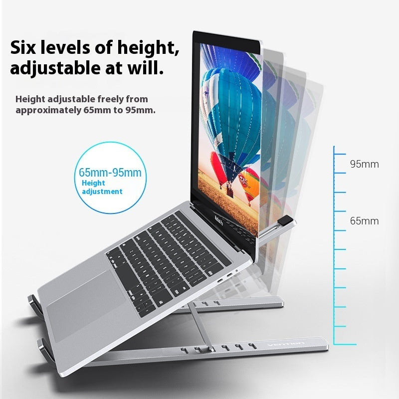 Ergonomic Aluminum Laptop Cooling Stand – Adjustable Desk Riser with Heat Dissipation Design