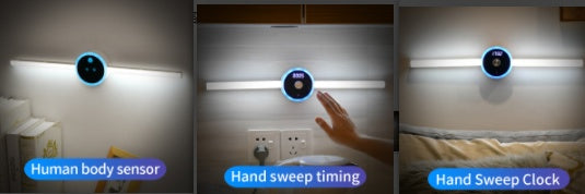 Smart LED Motion Sensor Cabinet Light – USB Rechargeable Magnetic Wardrobe Light with Timer Clock, Wireless Under Cabinet Night Light for Kitchen, Closet & Bedroom
