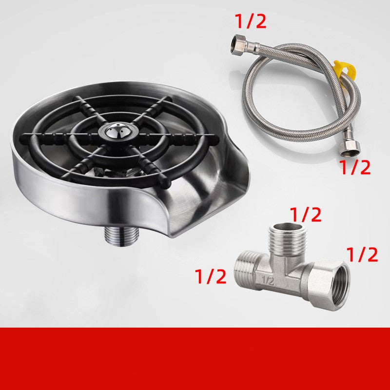 Stainless Steel Automatic Cup Washer Faucet – High-Pressure Sink Glass Rinser for Kitchen, Bar & Coffee Cups