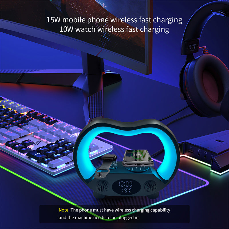 6-in-1 Smart LED Table Lamp — Wireless Charger, Speaker & Remote Control