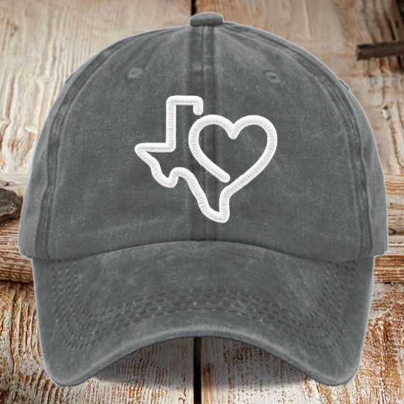 Printed Heart Texas Cap – Unisex Cotton Casual Hat