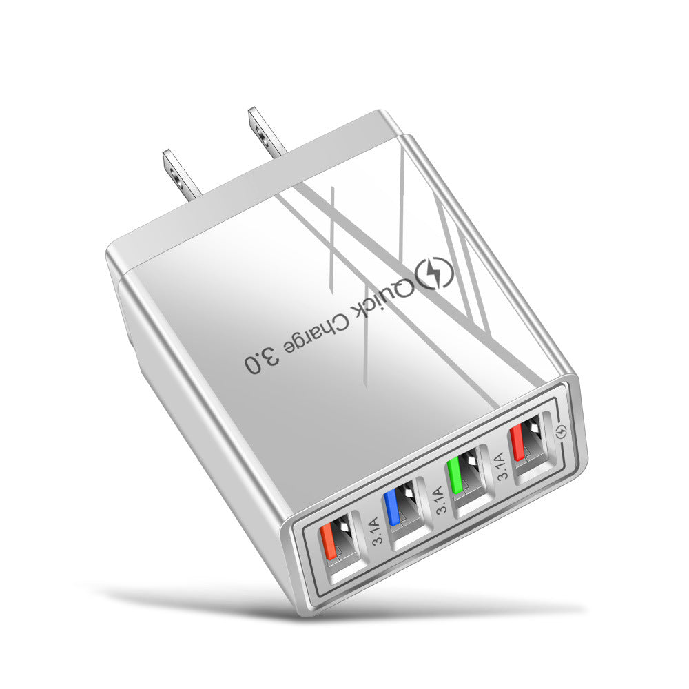 4-Port USB Wall Charger Quick Charge 3.0 – Fast Charging Multi Device Power Adapter for Phone, Tablet & Travel Use