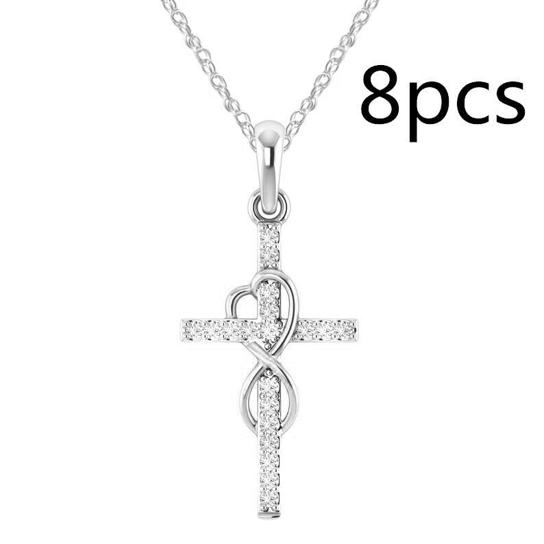 Alloy Cross Pendant Necklace – Electroplated Unisex Chain Accessory