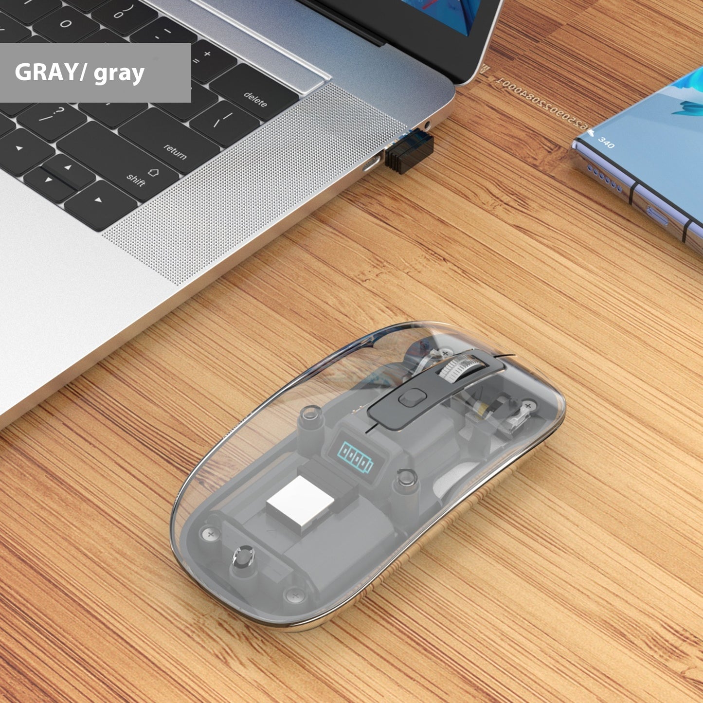 Transparent RGB Wireless Gaming Mouse – Triple Mode Bluetooth Magnetic Gaming Mouse for PC & Laptop