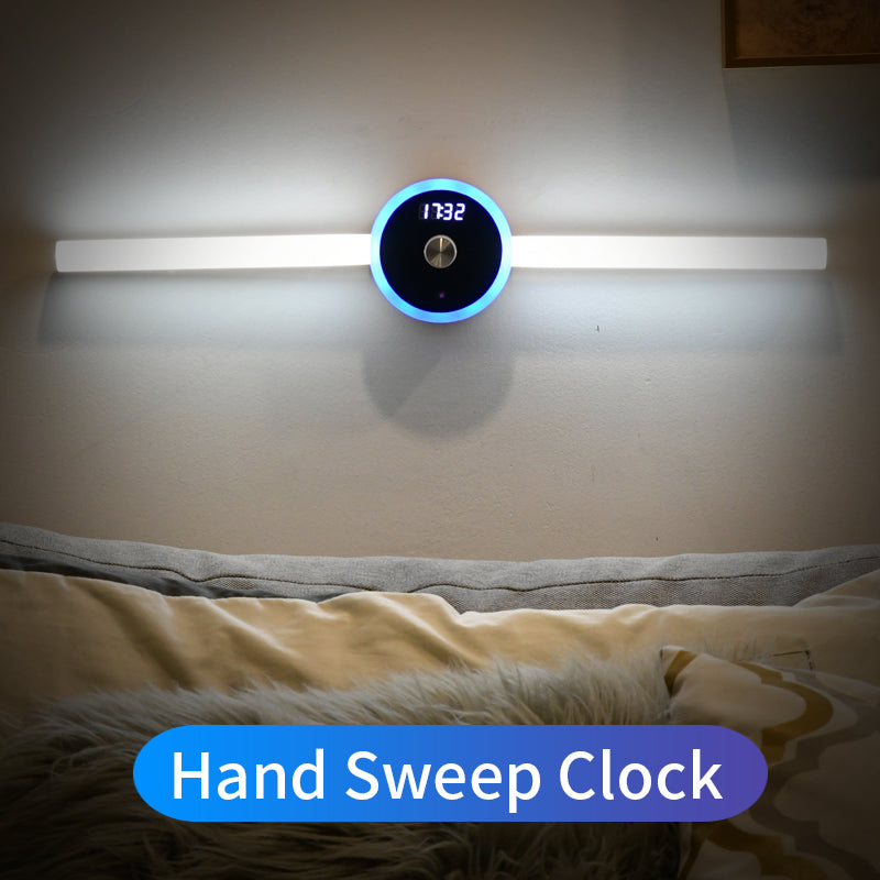 Smart LED Motion Sensor Cabinet Light – USB Rechargeable Magnetic Wardrobe Light with Timer Clock, Wireless Under Cabinet Night Light for Kitchen, Closet & Bedroom