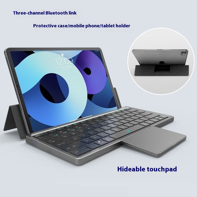Three-in-One Wireless Bluetooth Keyboard with Built-In Touchpad & Stand