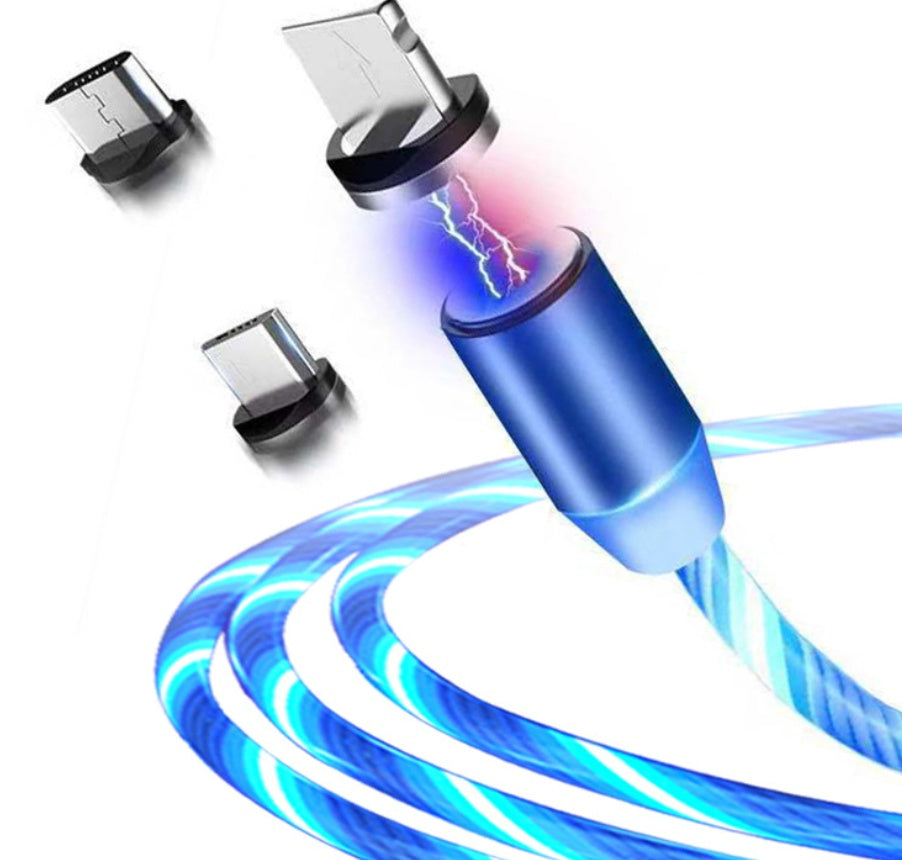 Magnetic LED Flowing Light Charging Cable – Fast Charge Streamer Cable for iPhone, Android & Type-C Devices