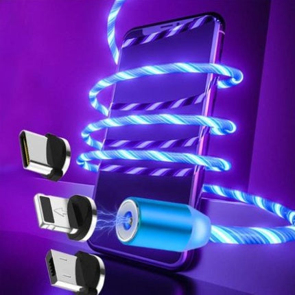 Magnetic LED Flowing Light Charging Cable – Fast Charge Streamer Cable for iPhone, Android & Type-C Devices