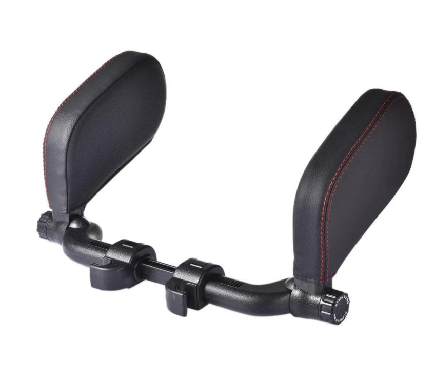 Adjustable Car Headrest Pillow with Side Support – Ergonomic Leather Memory Foam Neck Cushion for Travel & Sleeping Comfort