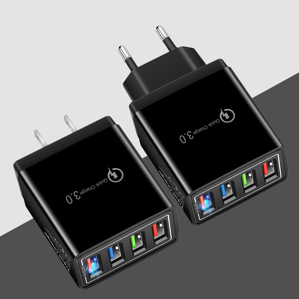 4-Port USB Wall Charger Quick Charge 3.0 – Fast Charging Multi Device Power Adapter for Phone, Tablet & Travel Use