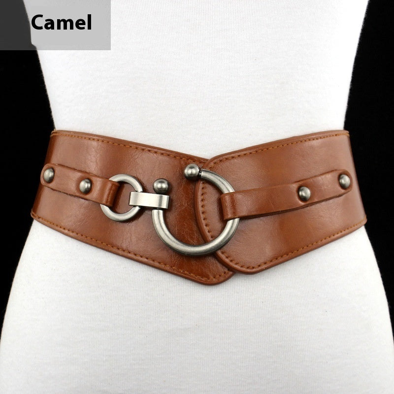 Women’s Wide Elastic Belt – Stretch Fabric Waist Accessory