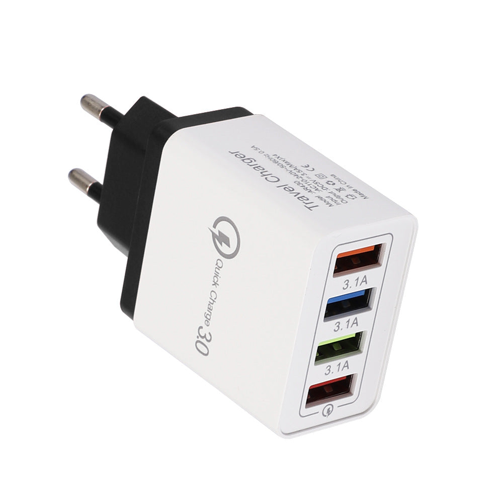 4-Port USB Wall Charger Quick Charge 3.0 – Fast Charging Multi Device Power Adapter for Phone, Tablet & Travel Use