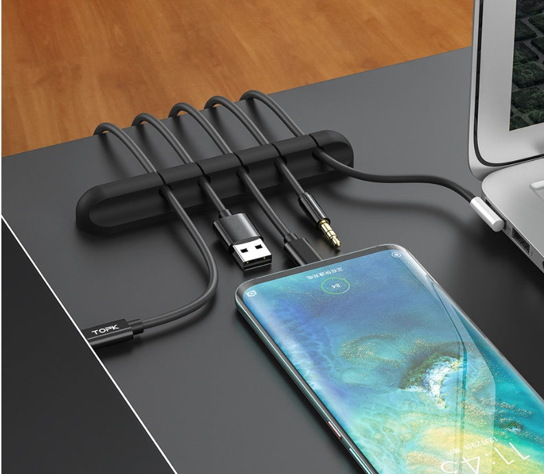 Silicone USB Cable Organizer Clips – Desktop Cable Winder & Cord Management Holder for Headphones, Chargers & Office Setup