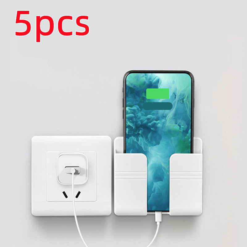 Punch-Free Wall Mounted Phone Charging Holder – Self-Adhesive Storage Rack for Smartphone Cable Organizer & Space Saving Stand