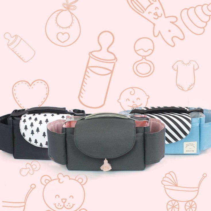 Multifunction Baby Stroller Organizer Bag with Cup Holder – Waterproof Diaper Storage & Travel Hanging Caddy