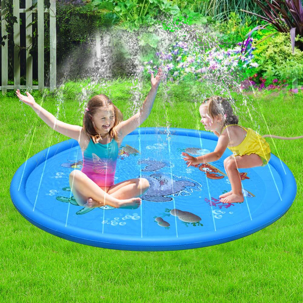 Kids Splash Pad Sprinkler Mat for Outdoor Water Play & Summer Backyard Fun
