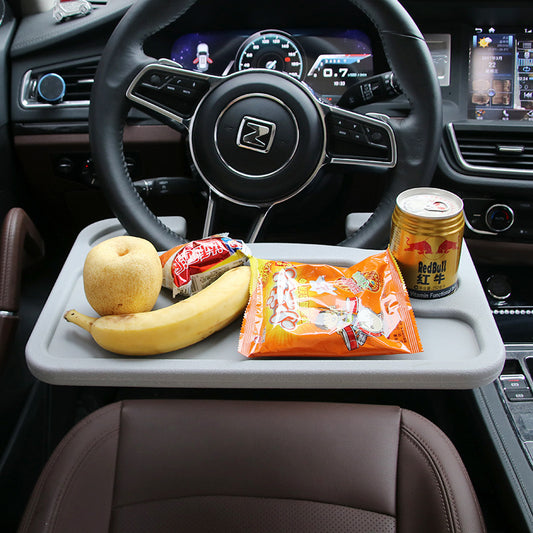 2-in-1 Car Steering Wheel Tray Table – Portable Laptop Desk & Food Holder for Travel, Work & Eating in Car