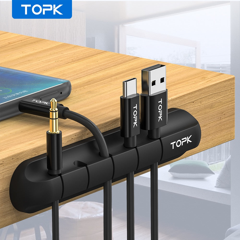 Silicone USB Cable Organizer Clips – Desktop Cable Winder & Cord Management Holder for Headphones, Chargers & Office Setup