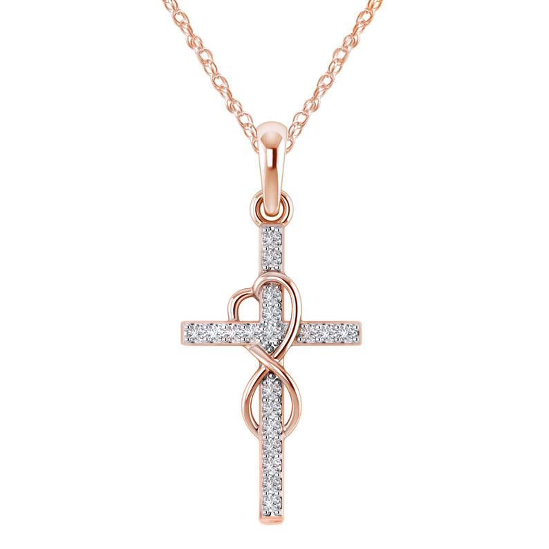 Alloy Cross Pendant Necklace – Electroplated Unisex Chain Accessory