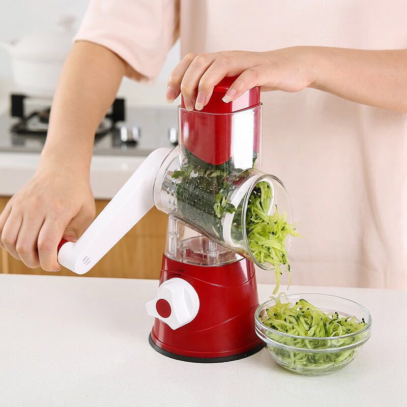 Hand Drum Rotary Grater – Manual Vegetable & Cheese Slicer with Safe Crank Design