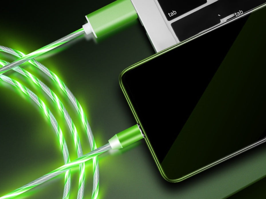Magnetic LED Flowing Light Charging Cable – Fast Charge Streamer Cable for iPhone, Android & Type-C Devices