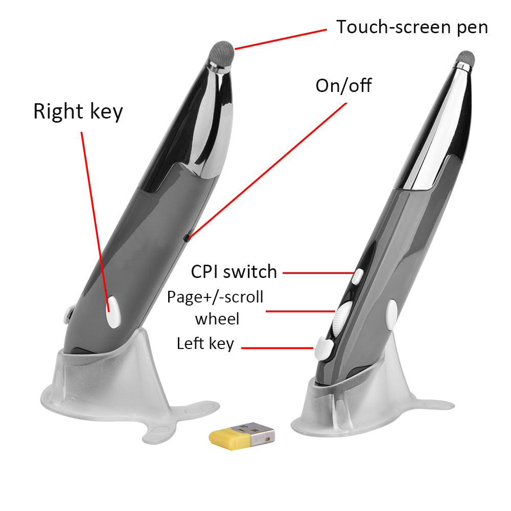 Wireless Pen-Style Gaming Mouse – 1600 DPI Ergonomic Optical Mouse Pen for PC Gaming and Precision Control