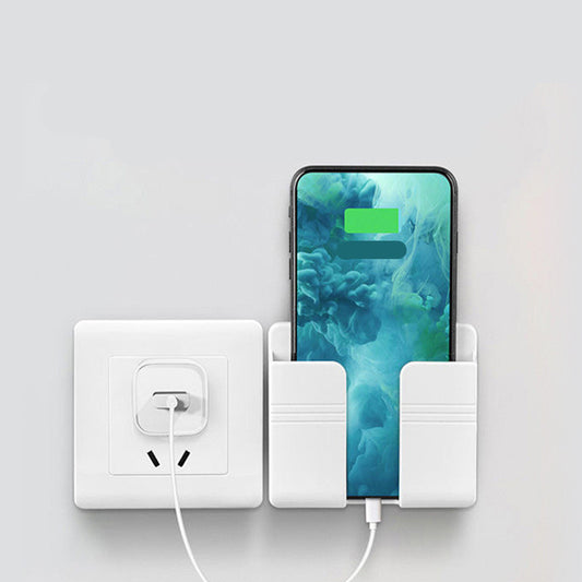 Punch-Free Wall Mounted Phone Charging Holder – Self-Adhesive Storage Rack for Smartphone Cable Organizer & Space Saving Stand