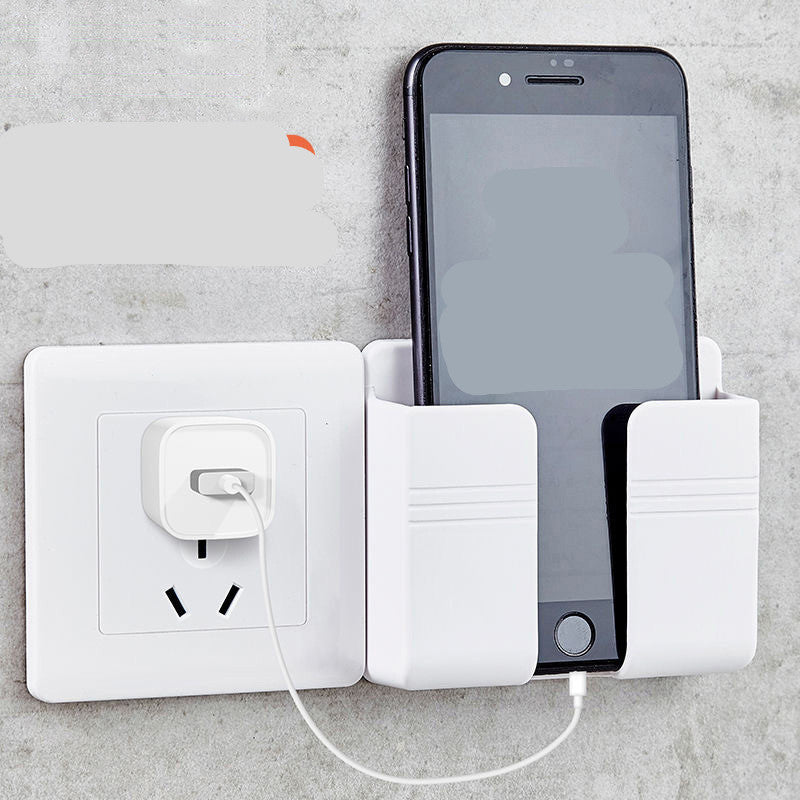 Punch-Free Wall Mounted Phone Charging Holder – Self-Adhesive Storage Rack for Smartphone Cable Organizer & Space Saving Stand