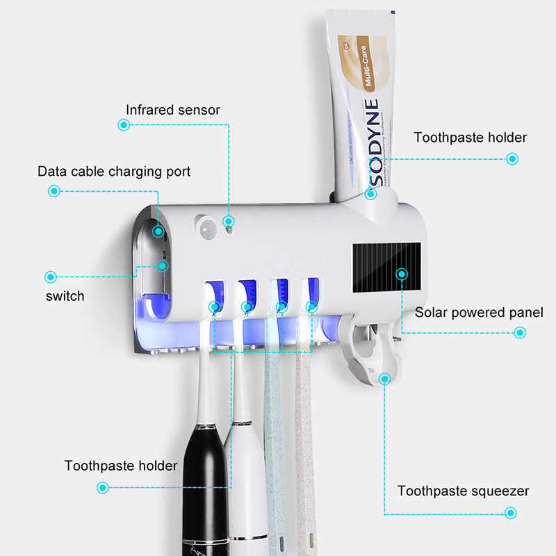 Intelligent UV Toothbrush Sterilizer & Automatic Toothpaste Squeezer Station