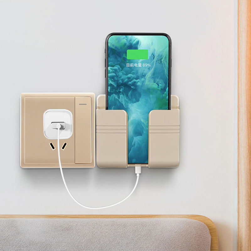 Punch-Free Wall Mounted Phone Charging Holder – Self-Adhesive Storage Rack for Smartphone Cable Organizer & Space Saving Stand