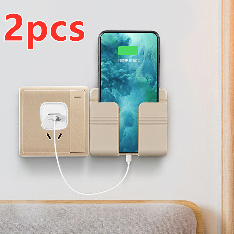 Punch-Free Wall Mounted Phone Charging Holder – Self-Adhesive Storage Rack for Smartphone Cable Organizer & Space Saving Stand