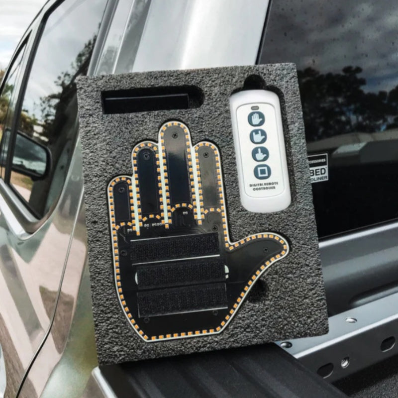 LED Middle Finger Car Gesture Light with Remote – Funny Illuminated Hand Signal for Rear Window & Car Decor