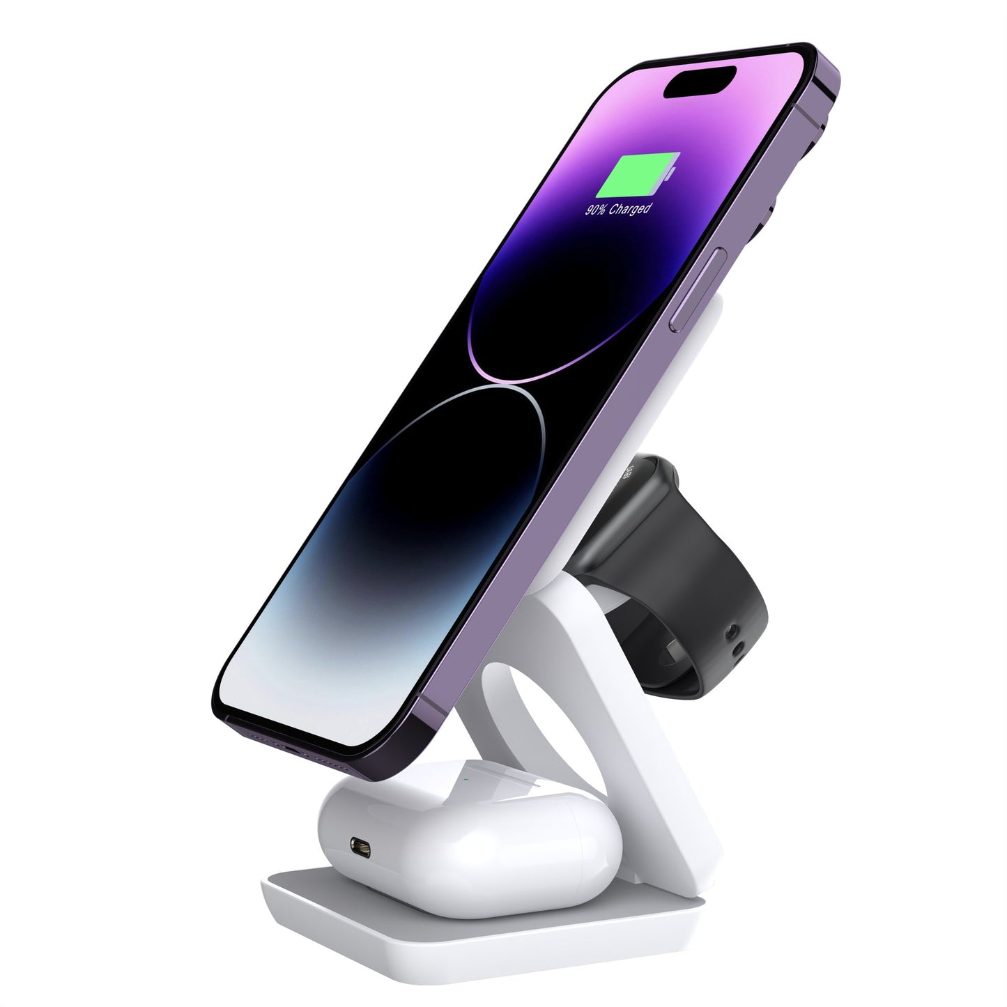 3-in-1 Foldable Magnetic Wireless Charger – Portable Charging Stand for Phone, Watch & Earbuds