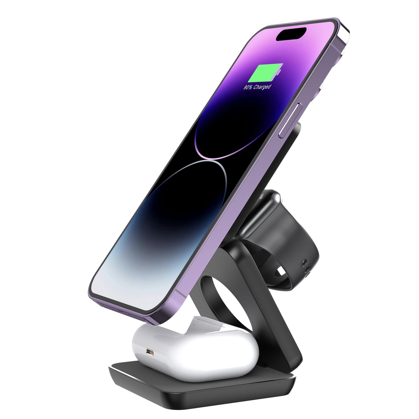 3-in-1 Foldable Magnetic Wireless Charger – Portable Charging Stand for Phone, Watch & Earbuds