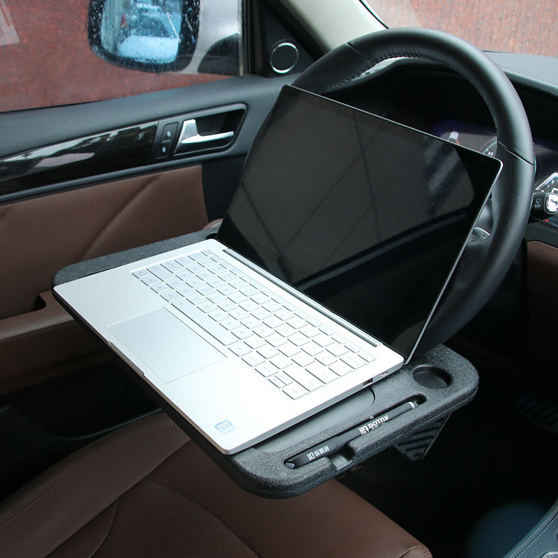 2-in-1 Car Steering Wheel Tray Table – Portable Laptop Desk & Food Holder for Travel, Work & Eating in Car
