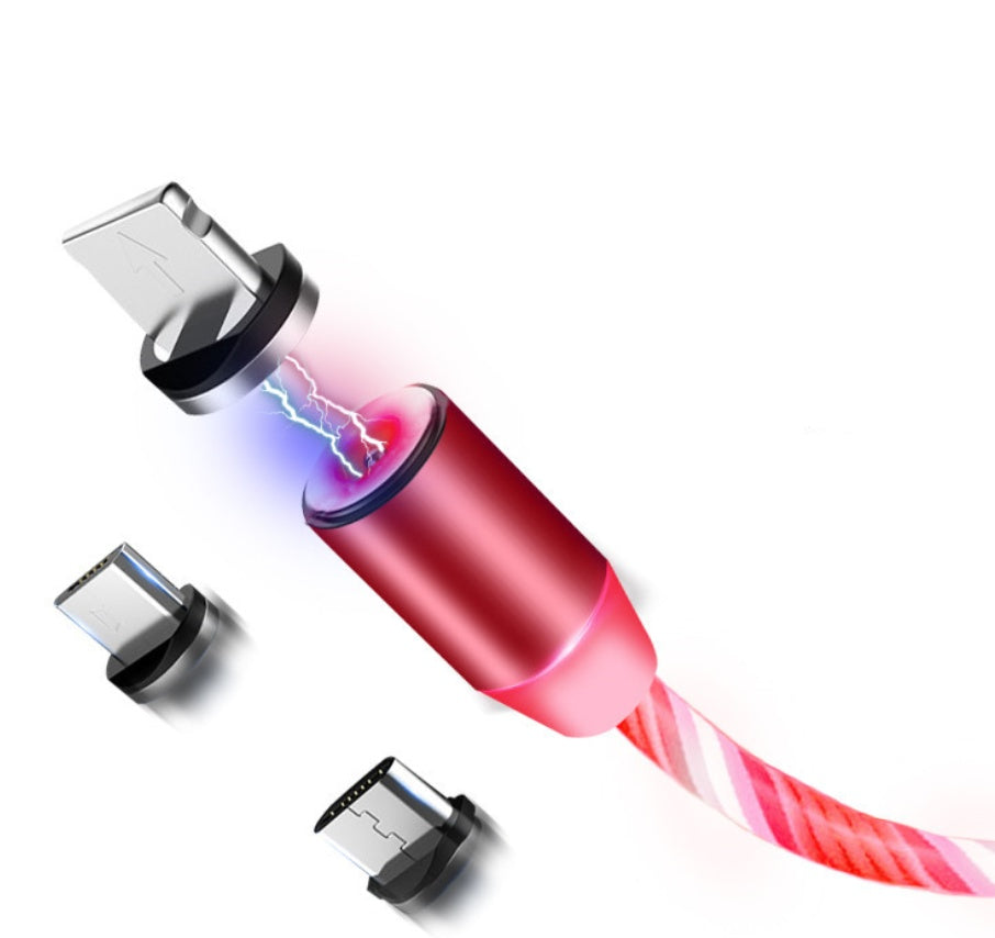 Magnetic LED Flowing Light Charging Cable – Fast Charge Streamer Cable for iPhone, Android & Type-C Devices