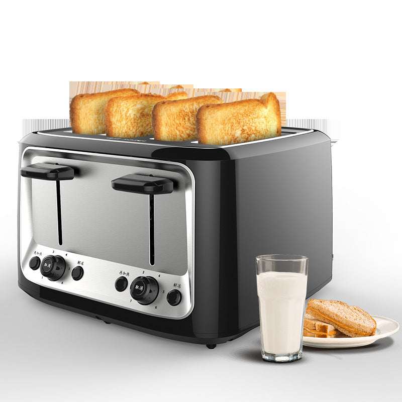 4-Slot Multifunction Toaster – Automatic Stainless Steel Bread Toaster with Dual Controls for Home Breakfast & Kitchen Use