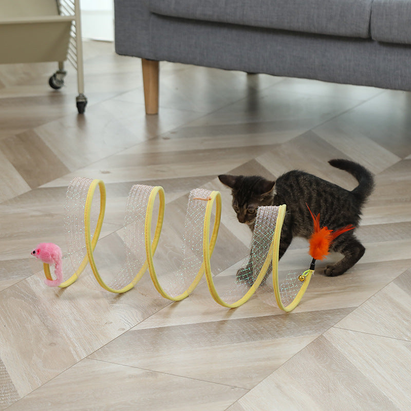 Foldable Cat Play Tunnel – Interactive Tunnel & Sisal Ball Toy Set