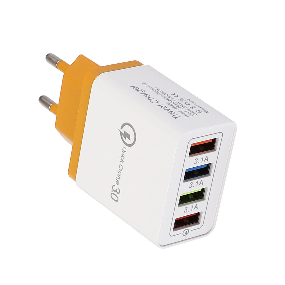 4-Port USB Wall Charger Quick Charge 3.0 – Fast Charging Multi Device Power Adapter for Phone, Tablet & Travel Use