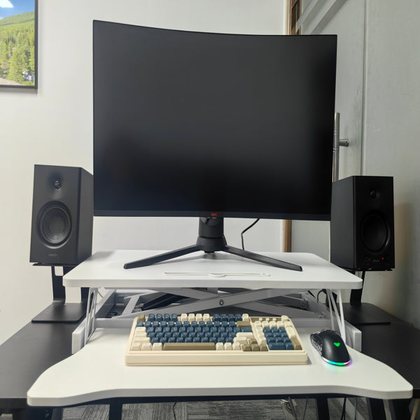 32-Inch Adjustable Standing Desk Converter – Sit-Stand Workstation for Laptop and Dual Monitor Setup