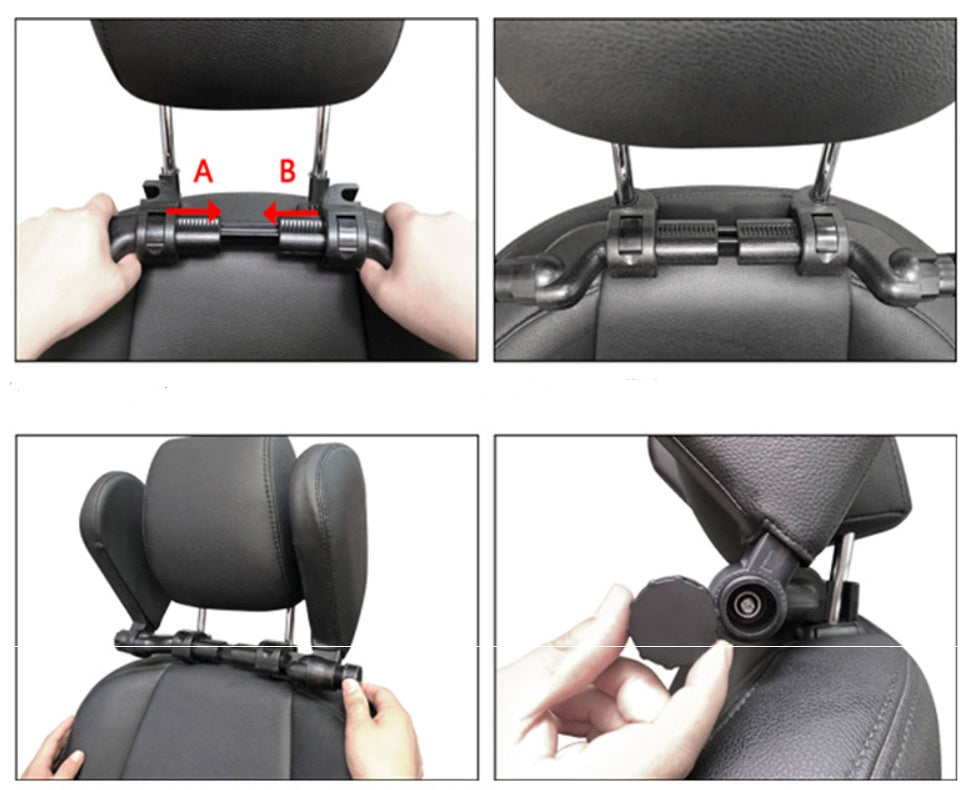 Adjustable Car Headrest Pillow with Side Support – Ergonomic Leather Memory Foam Neck Cushion for Travel & Sleeping Comfort