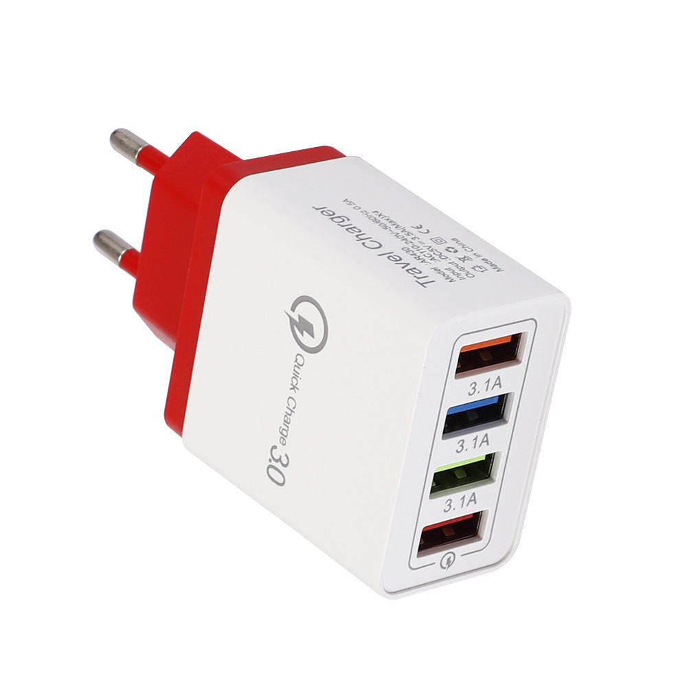 4-Port USB Wall Charger Quick Charge 3.0 – Fast Charging Multi Device Power Adapter for Phone, Tablet & Travel Use
