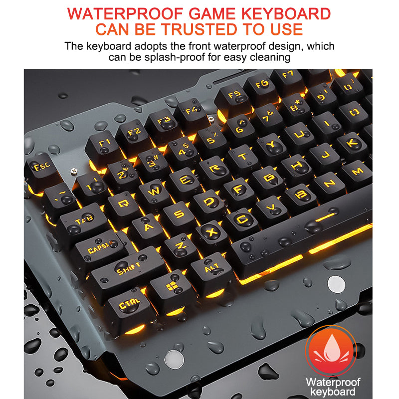 Ergonomic RGB Wired Gaming Keyboard with Built-In Phone & Accessory Holder
