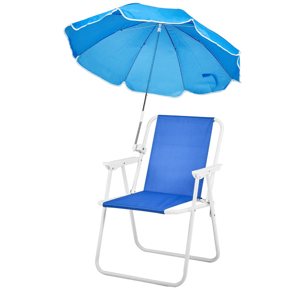 Folding Beach Camping Chair with Umbrella – Iron Frame & Oxford Seat Outdoor Chair