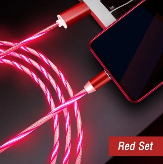 Magnetic LED Flowing Light Charging Cable – Fast Charge Streamer Cable for iPhone, Android & Type-C Devices