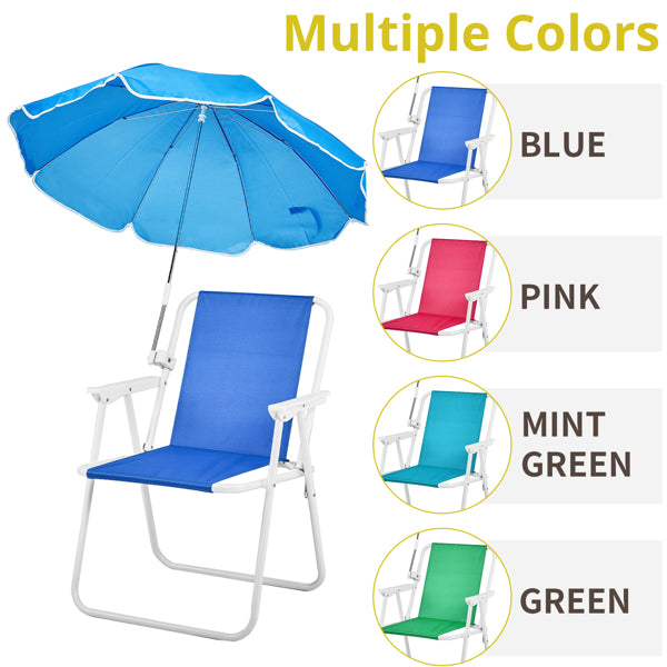 Folding Beach Camping Chair with Umbrella – Iron Frame & Oxford Seat Outdoor Chair