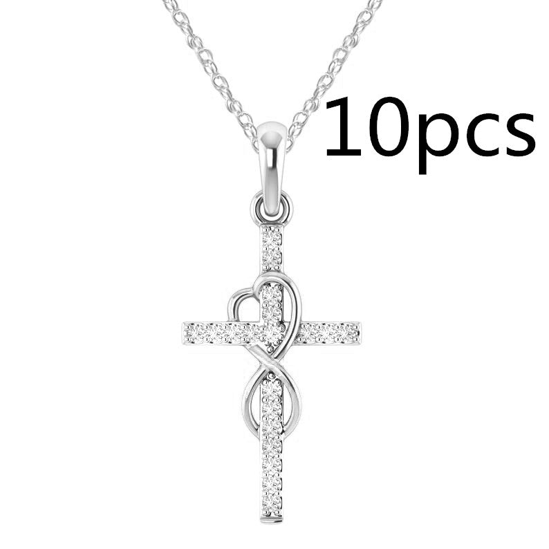 Alloy Cross Pendant Necklace – Electroplated Unisex Chain Accessory