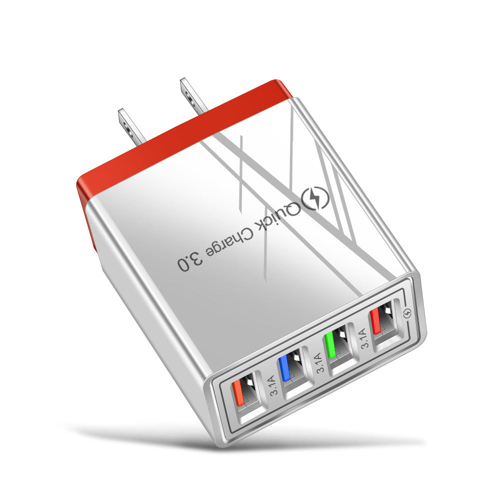 4-Port USB Wall Charger Quick Charge 3.0 – Fast Charging Multi Device Power Adapter for Phone, Tablet & Travel Use