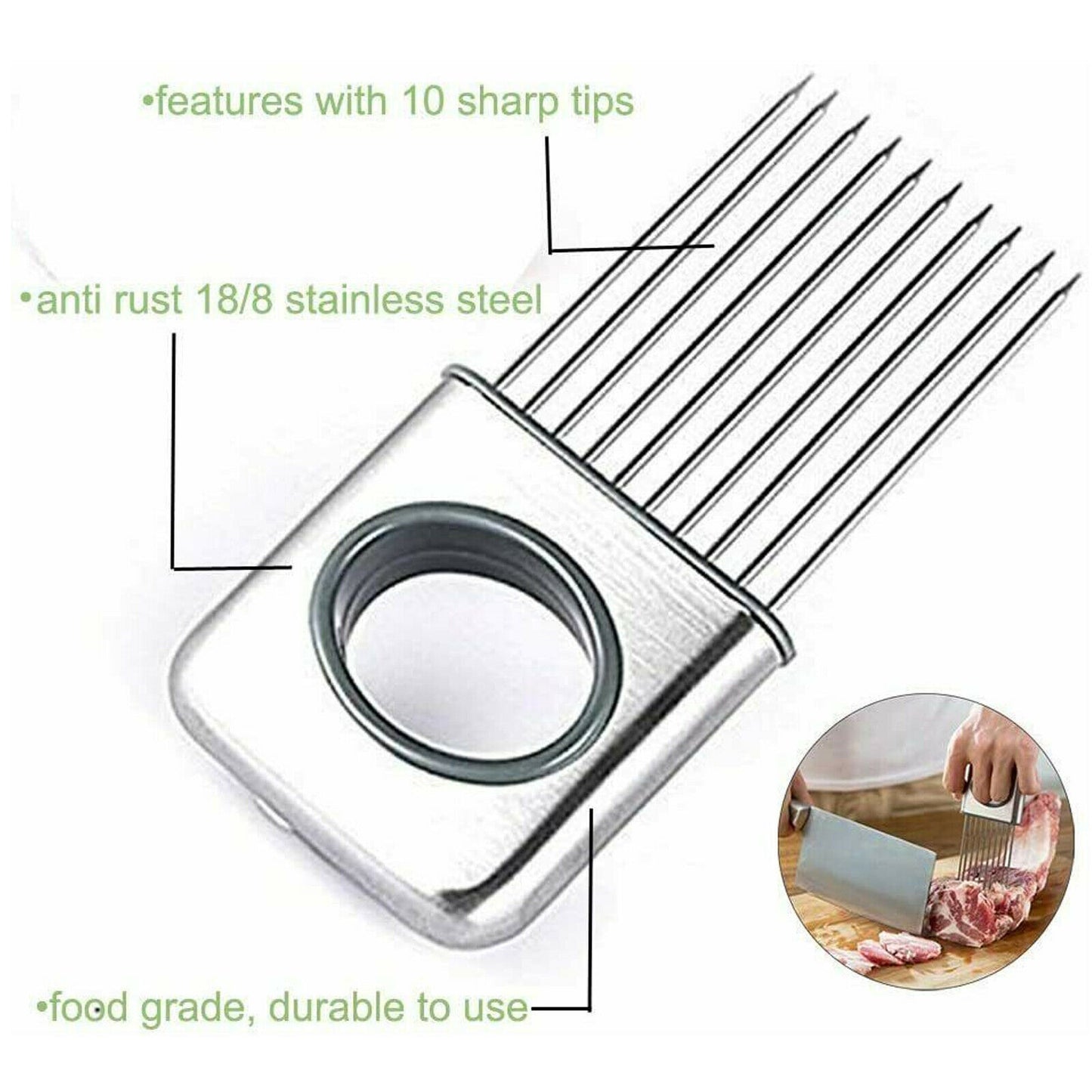 Stainless Steel Onion Holder & Slicing Aid – Vegetable Slicer Safety Cutter